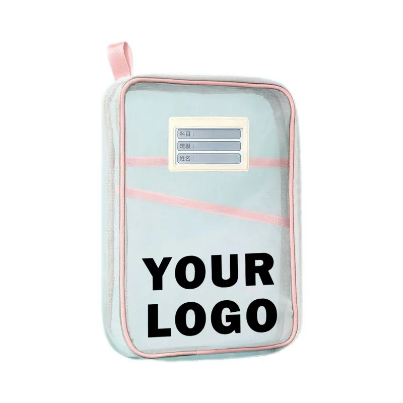 A4 Double Nylon Mesh Grade Bag Transparent Student Test Document Bag Book Homework Storage Bag