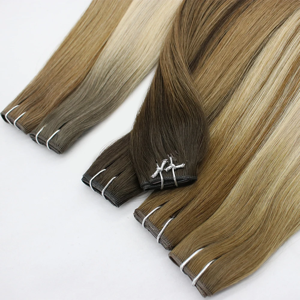 Raw Hair Salon Seamless European Double Drawn Virgin 100human high-end Hair Genius PU Clip In Hair Extensions