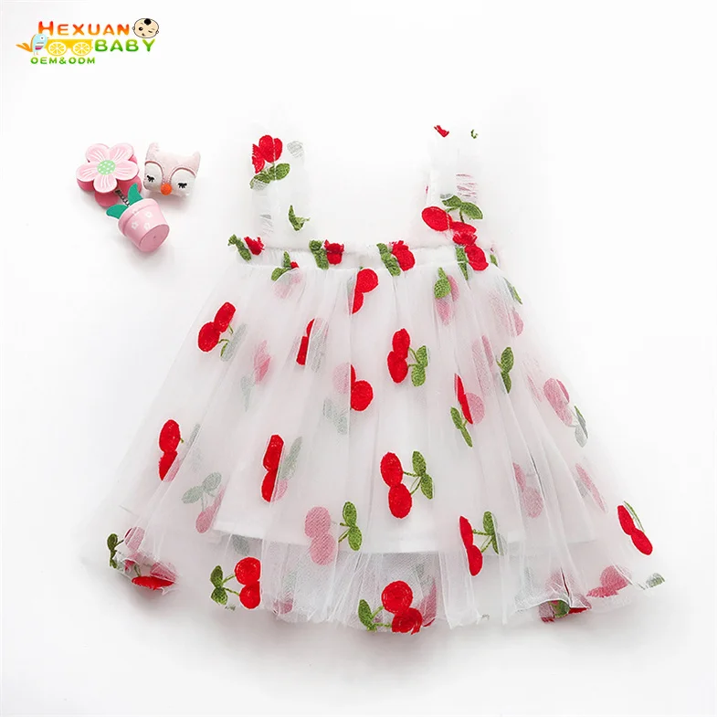 Summer Sleeveless Embroidered Fluffy Tulle Lace Princess Dress 1 Year Baby Girl Dresses