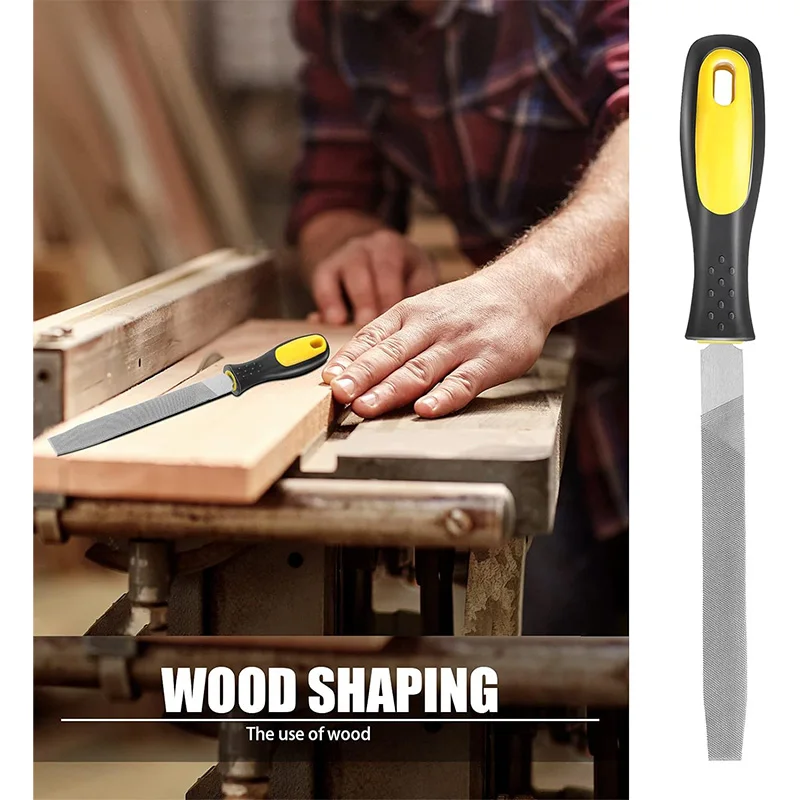 Hebei factory customized t12 high carbon steel rasp file flat wood file triangular files with soft handle
