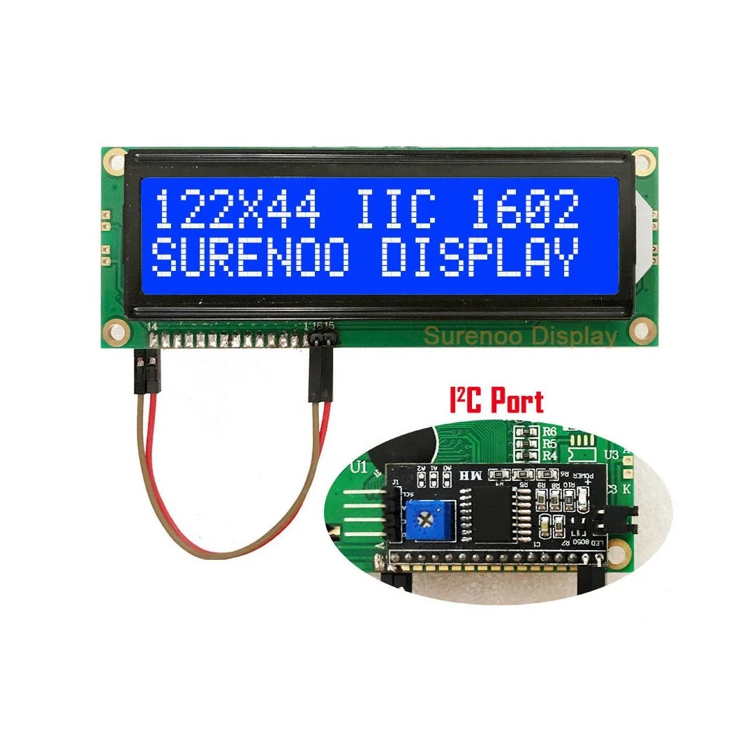 162 1602 16X2 Larger Size Serial I2C IIC Blue Negative Character LCD Module Display Screen Panel LCM with LED Backlight