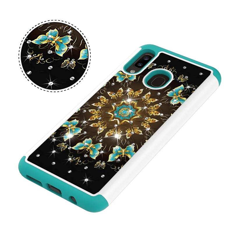 Diamond 2 в 1 гибрид чехол кожного покрова для Galaxy A30, для Samsung A20 комбо Bling bling Чехлы Чехол