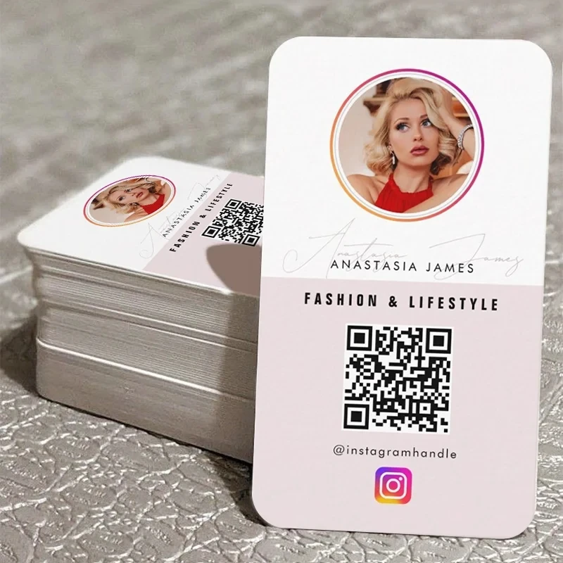 Custom Instagram Photo Feed Grid Social Media QR Code Business Cards Credit Calling Card Personalized Thank You Card Template