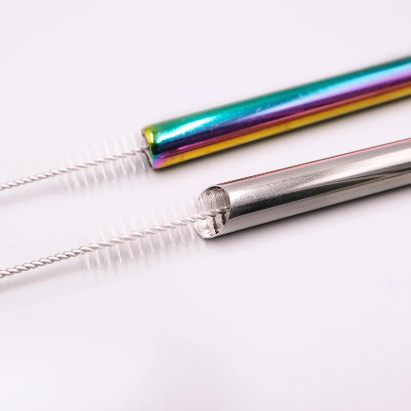Stainless Steel Drinking Straw Angled Tip 12mm Metal Straw For Bubble Tea