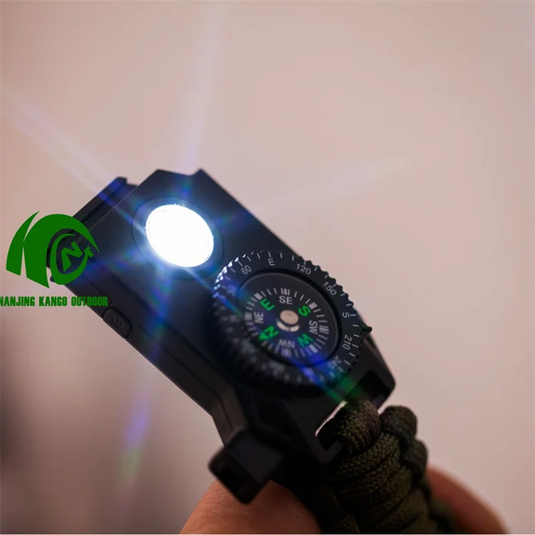 Kango Parachute Survival Bracelet With Firestarter Whistle Knife Kits Concert Led Wristband Lifesaving Wristband