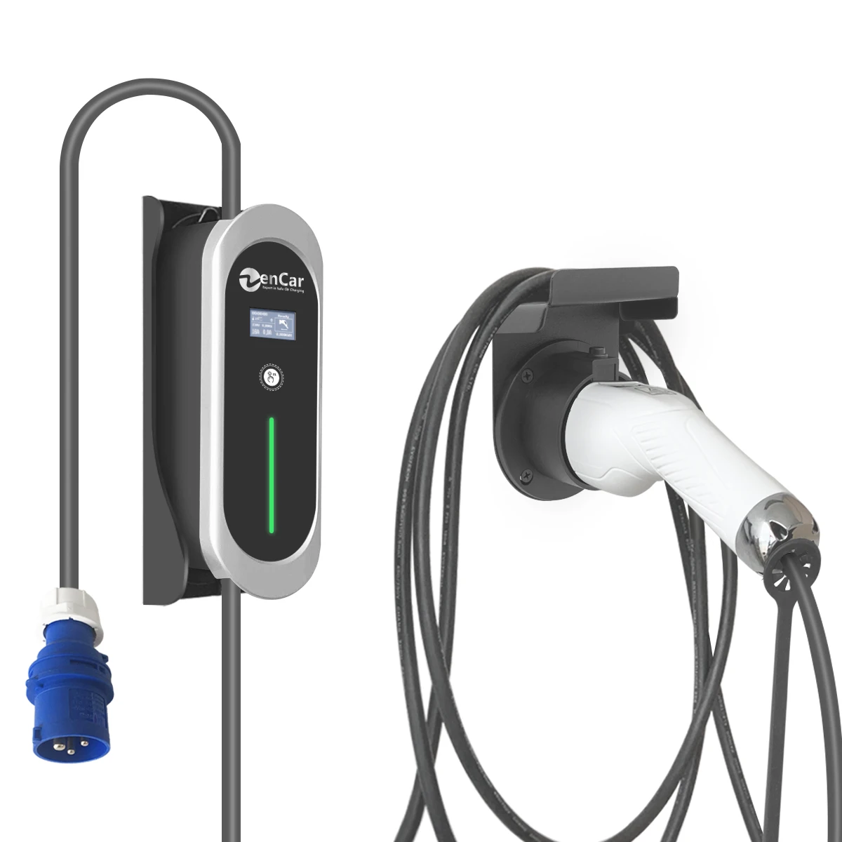 
Zencar ev уровень зарядки 2 EVSE 32A 7.4KW 1 фаза IEC 62196 Тип 2 Wallbox EV автомобильное зарядное устройство с синим CEE 