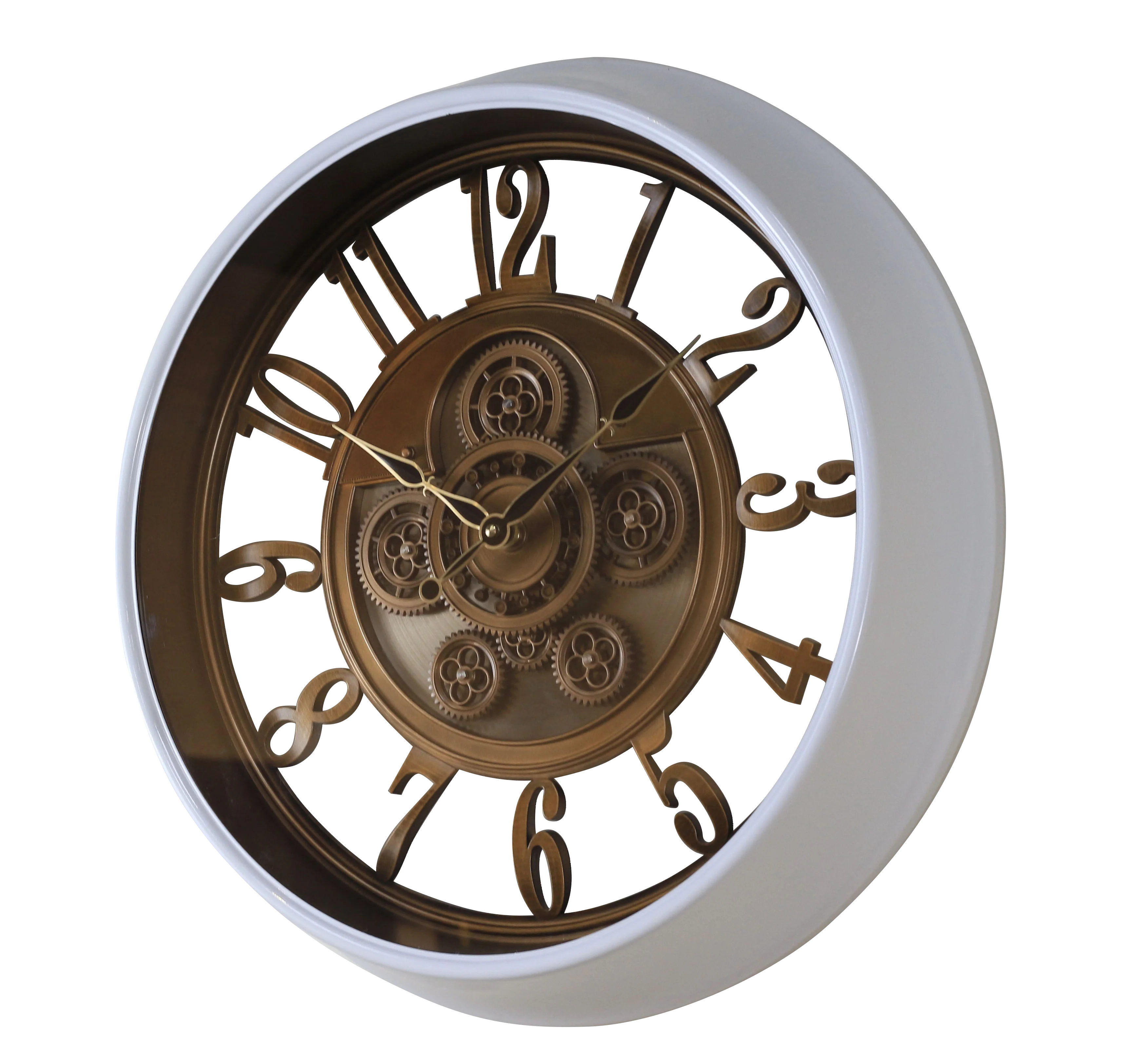 5030B Real Moving Gears Large Decorative Wall Clock Battery Operated Rustic Style Wall Clock