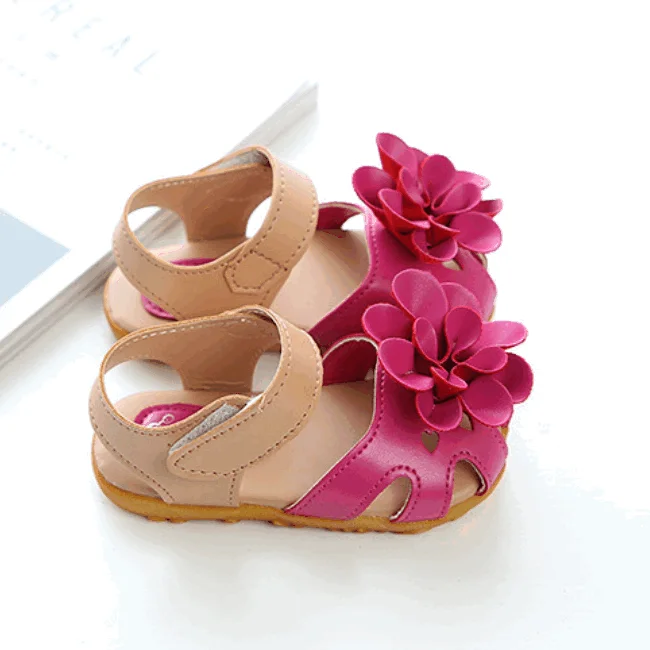Summer Girls soft sole flower sandals Baby Non-slip Beach Shoes Kids Open Toe Flat Shoes wholesale