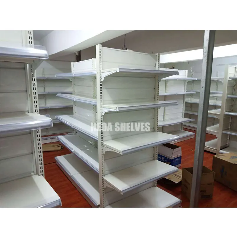 5 Tiers White Supermarket Gondola Rack With End Gondola For Retail Grocery Store