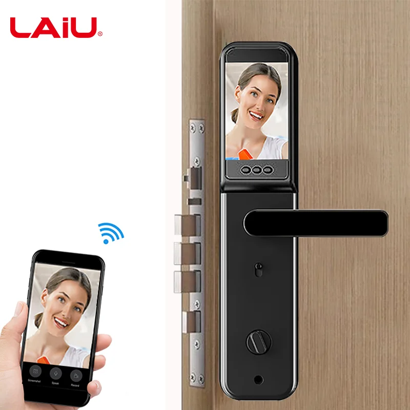 LAIU Remote Control Intelligent Code Card Apartment Electric Lock Wifi App Smart Door Lock With Camera