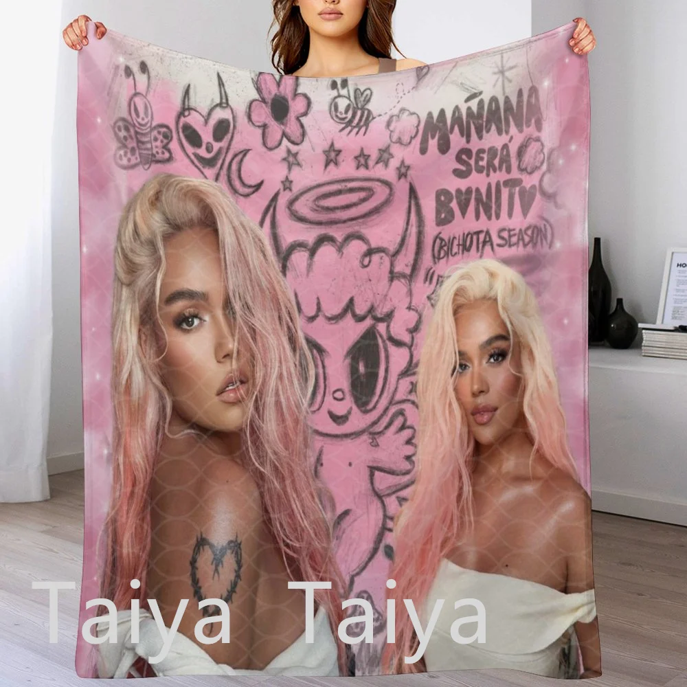 Hot Sale popular halloween Karol G pink hair manana sera bonito bichota season Flannel fleece travel nap throw blankets