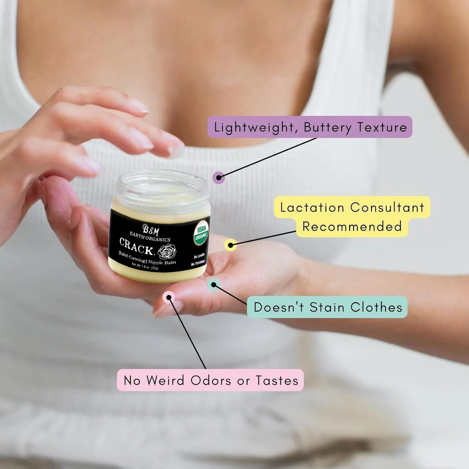 Organic Nipple Cream Lanolin Free Nipple Butter Balm for Breastfeeding Mother No Need to Wash Off Safe for Baby and Mama