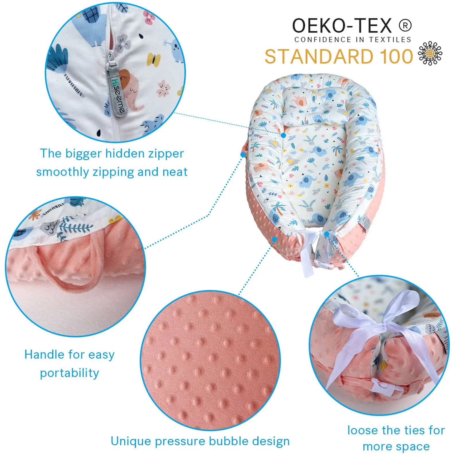 Newborn Gift baby Nest 100% Cotton Infant Lounger Baby Sleeping Bassinet Snuggle Baby Nest Bed