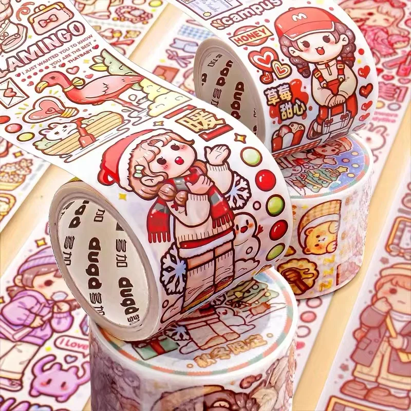 Small hemp potato cartoon thumb girl tape Nutcracker Hand Account Material Sticker DIY hand account tape