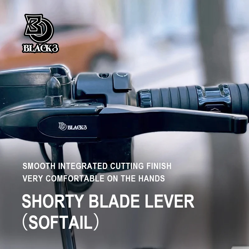 Black CNC Aluminum Blade Ergonomic Brake Clutch Levers for Harley SOFTAIL   Two finger control style more effort after