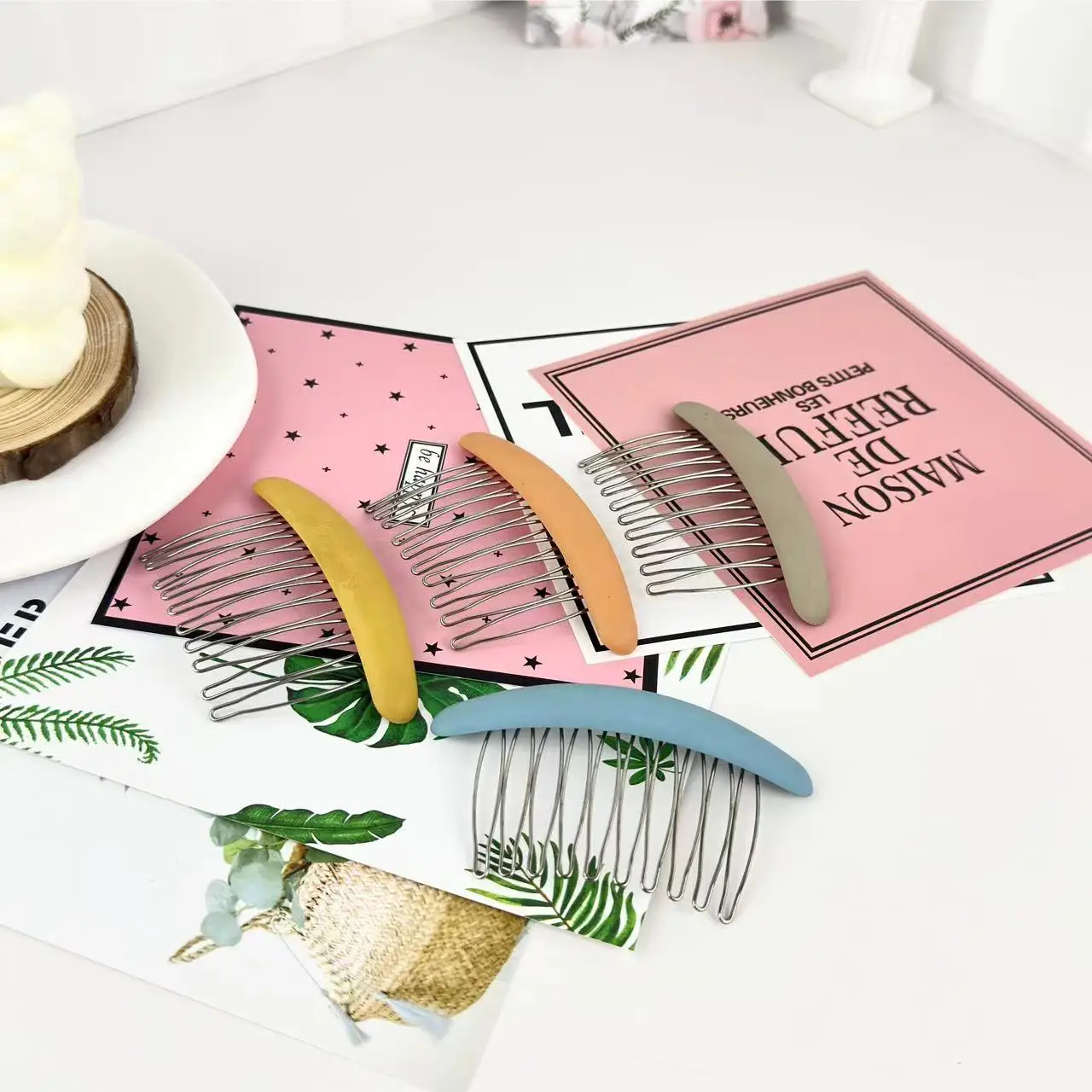 Frosted Metallic Hair Comb Fashion All-Match Comb Non-Slip Fringe Clip Hair Accessory