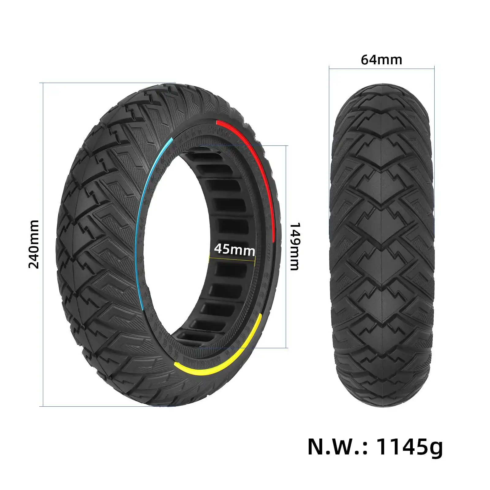 Ulip 250*64 off-road solid tire with three colors circle Repair Spare Parts Wheels for XIAOMI 4 Ultra NAVEE S65 E-scooter
