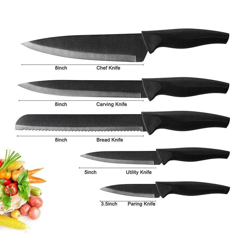 Amazon 7pcs stainless steel non-stick knife set with sharpener chef Kitchen Knives Set with Stand japanese knife set with block