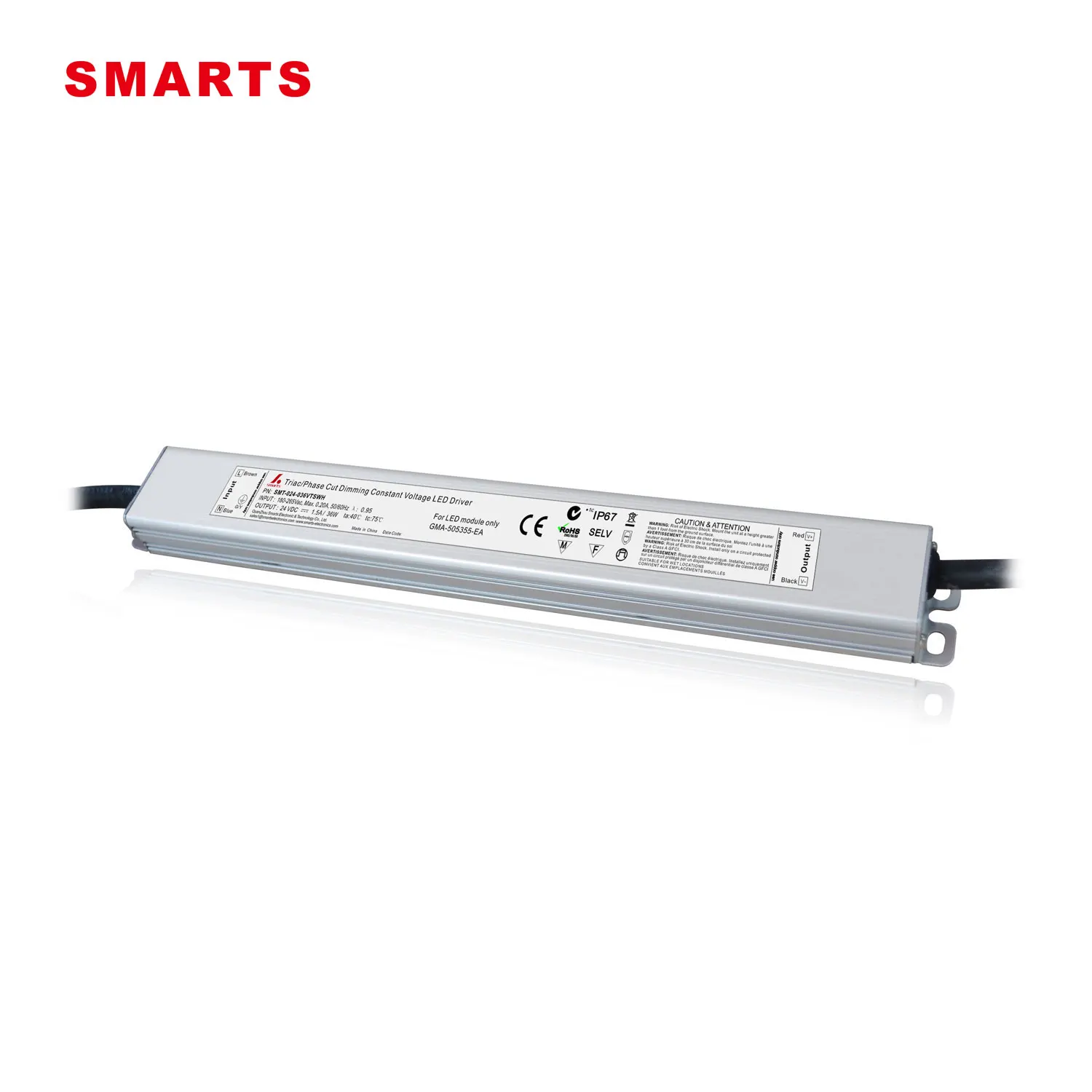 24VDC 36W Waterproof IP 67 Slim Shape SAA CE CTick Triac Dimmable Led Driver