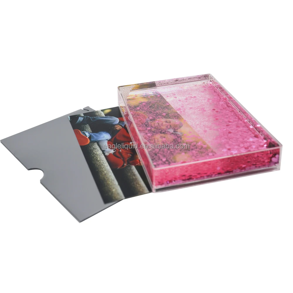 Tik Tok Girls Popular Gifts Acrylic Liquid Picture Photo Frame Pink Glitter Shake Photo Frame