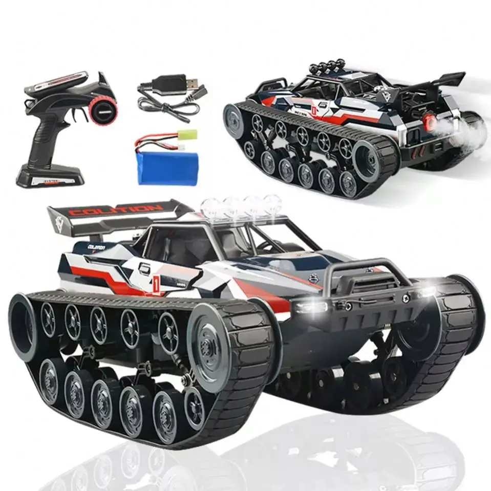 flyxinsim 2.4G JJRC 2063 RC Car Tank Remote Control Toy Car Hight Speed Metal Crawler Military Tail remote control toy tank