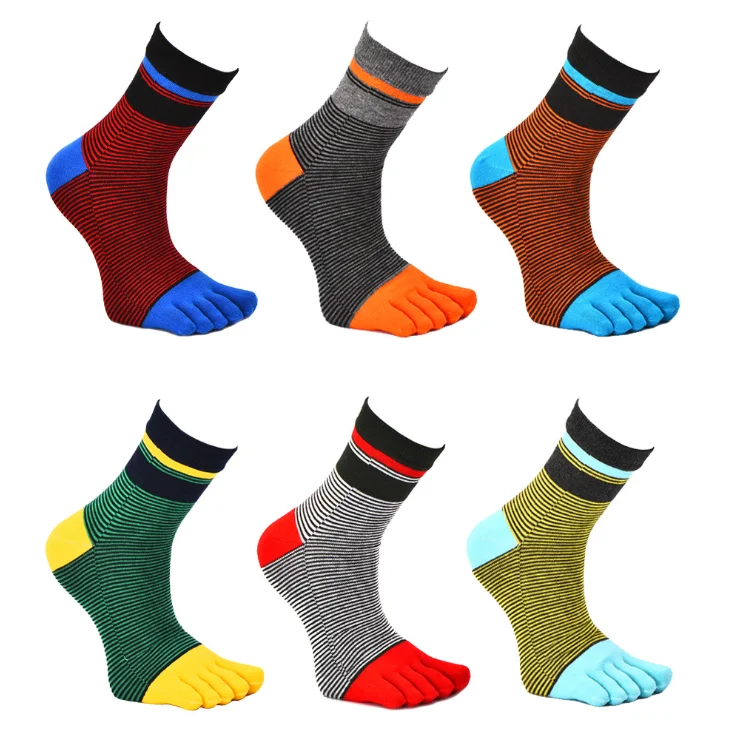 Five Fingers Socks Compression Toe Striped Socks 5 Finger Socks