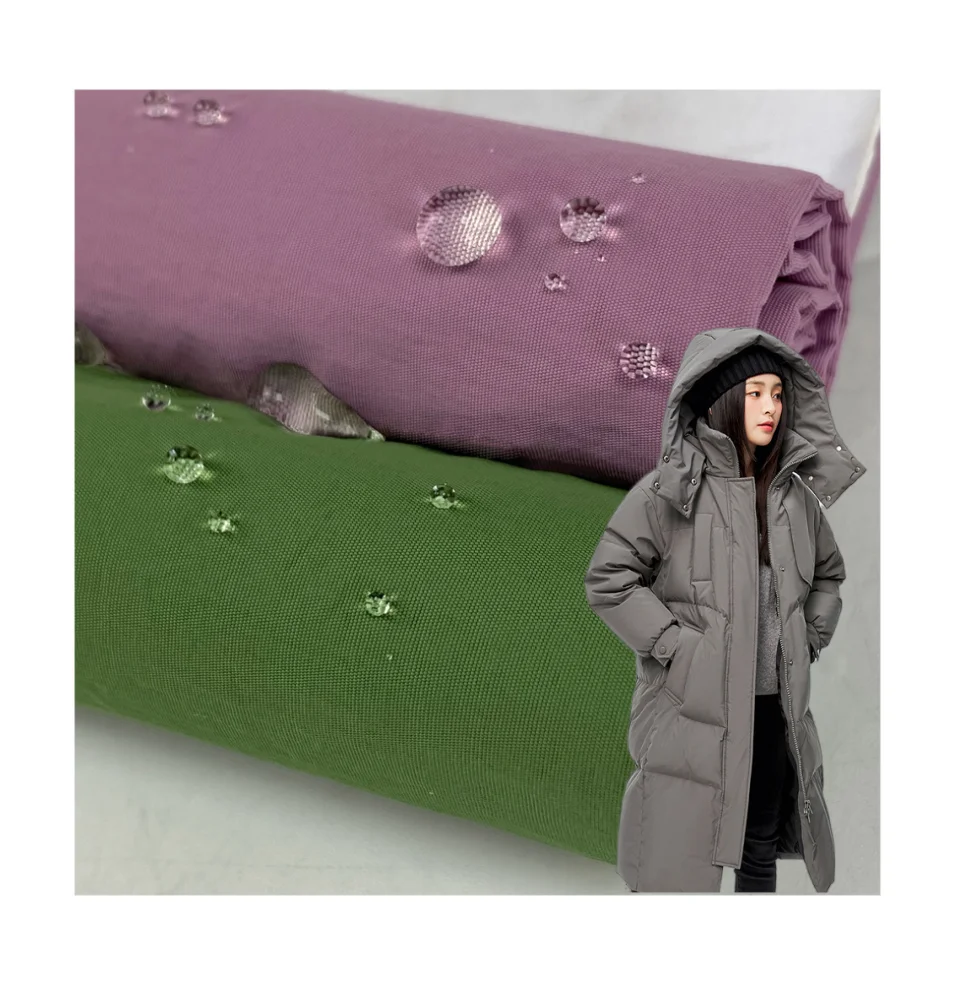 Manufacture 100%  Nylon fabric 310t Full-dull Nylon Wrinkle Fabric With Silicon Pu Coating For Downcoats