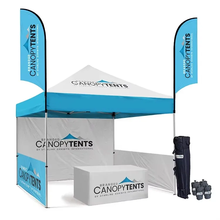 Wholesale Canvas Shelter Gazebo Canopy Waterproof Retractable 10x10 Tent With Table Cover