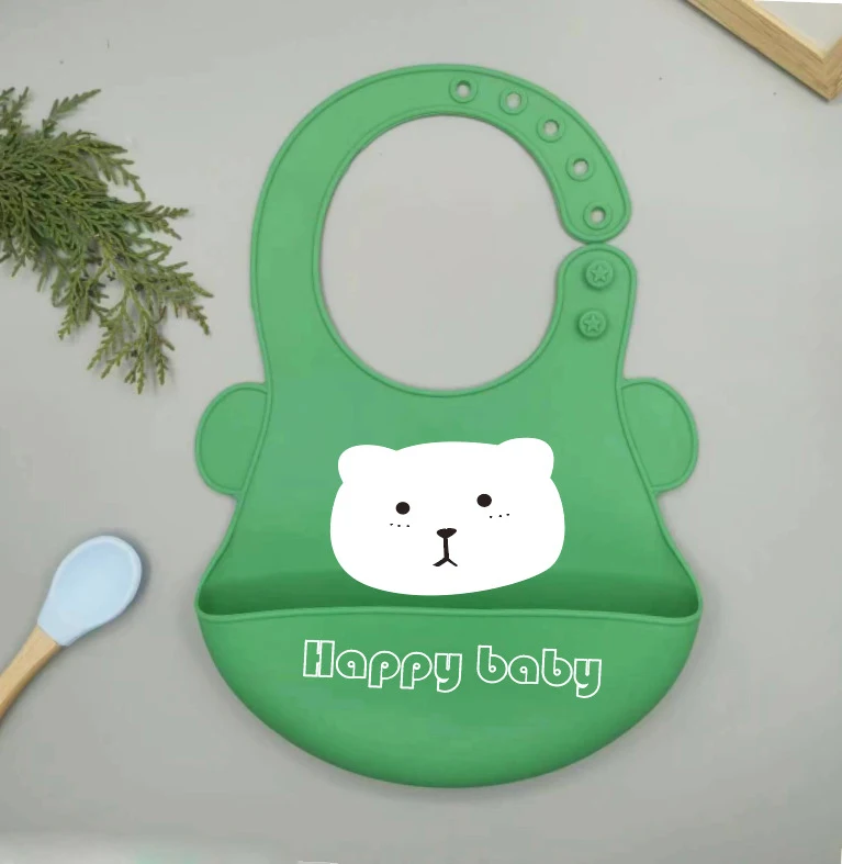 Wholesale Baby Feeding Set Soft and Cute Full BPA-Free Silicone Tableware Bibs Bowls Plates for Toddlers Button Closure