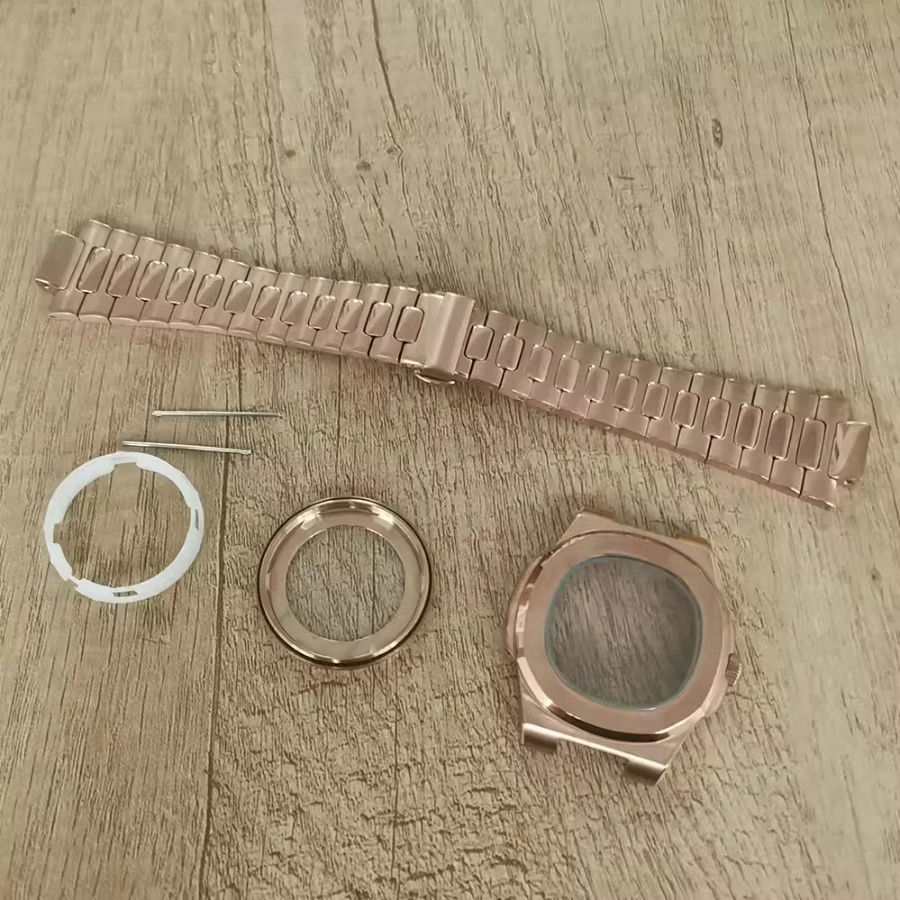 41mm NH35 Case Rose Gold Watch Case NH36 Movement Stainless Steel Watch Strap Sapphire Crystal Glass Parts