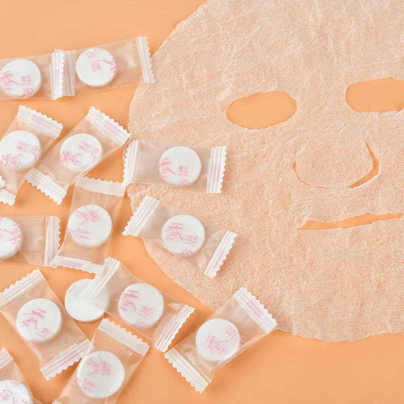 Nature Soft Diy organic beauty cosmetic disposable cotton fiber compressed facial mask flea silk compressed mask