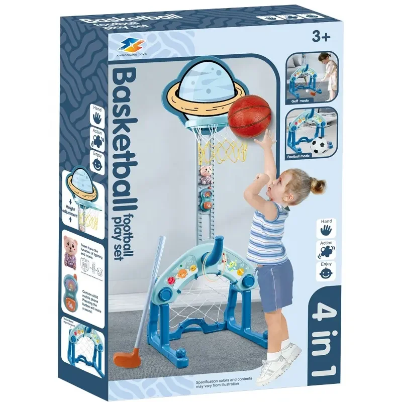 4 In 1 mini basketball hoop football  Portable Indoor And Outdoor Sport Adjustable Sport Gaming Basketball Stand For Children