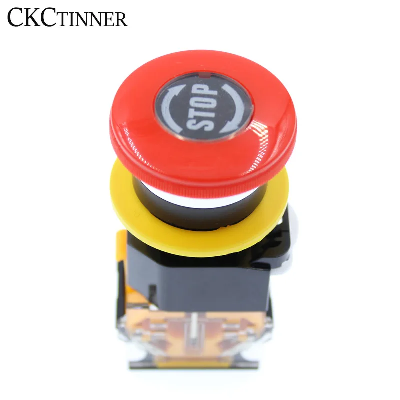 Mushroom Head Emergency Stop Button Switch Self-Locking 22mm Emergency Power Push Button Switch LA38-11ZS stop