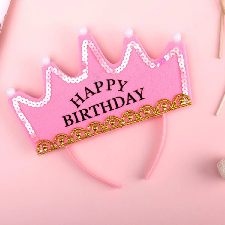 New Design Light Up Felt Kids Girls Crown