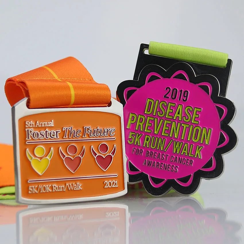 
custom manufacturer of marathon marathon running race sport gold silver bronze metal medal medal with ribbon 