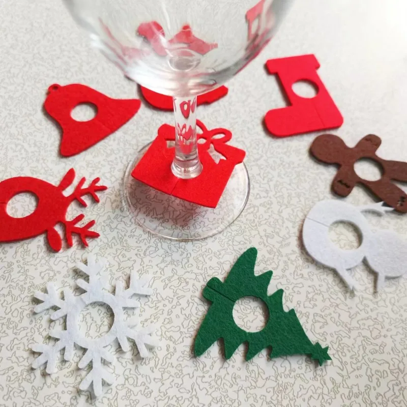 New felt wine glass decoration Ring Christmas decorations Holiday Banquet masquerade ball stemware accessory