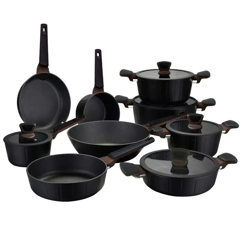 9 Pcs Non stick frying saucepan pot family cooking pots and pans cookware sets