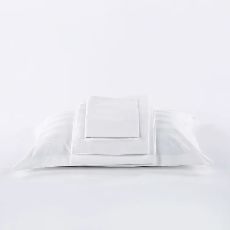 Hotel 240TC 40S 3cm stripe 4 Piece Single Double Queen King Hotel Bed Sheet 100% Cotton Embroidered Duvet Cover Bedding Set