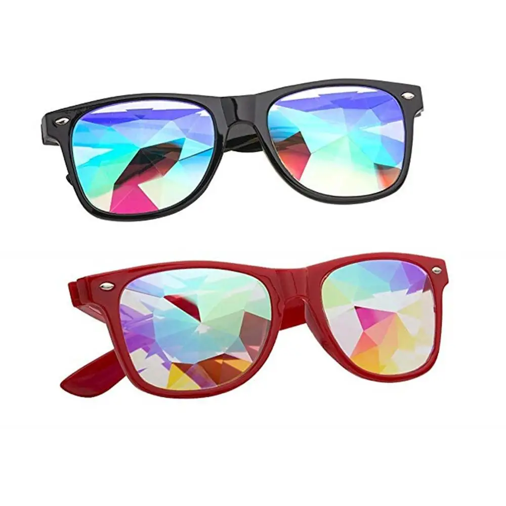 Festivals Kaleidoscope Rainbow Sunglasses, Prism Sunglasses Crystal Lenses Rave Festival Party EDM Sunglasses