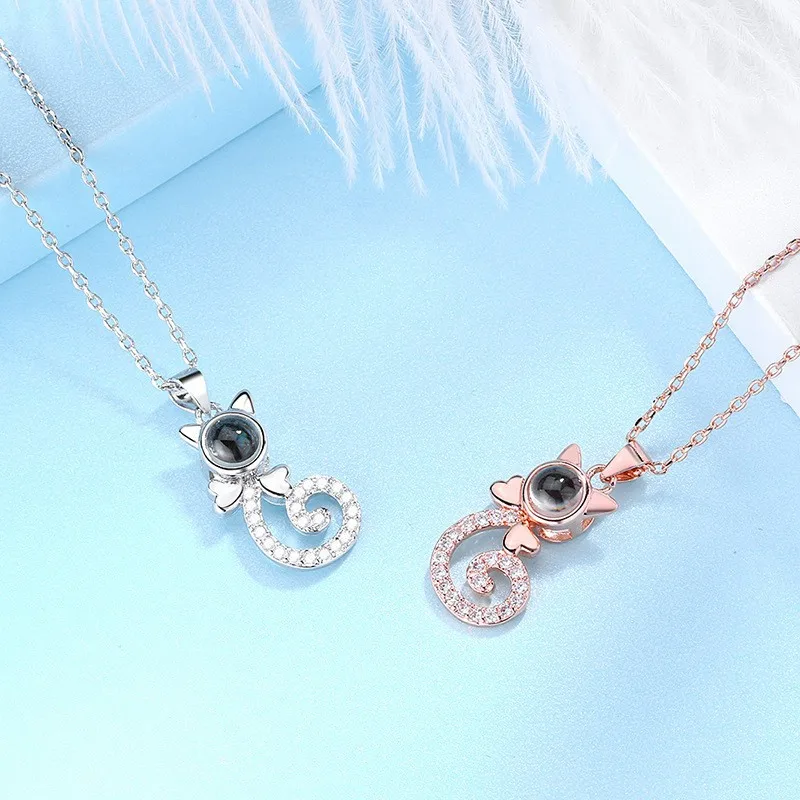 Non Tarnish Water Proof Cheap Pendant 100 language i love you Projection Gold Plated Fashion Jewelry Necklaces Jewelry Custom