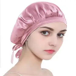 Pink Argan castor oil treated large satin bonnet  Hair sleep cap Logo Mommy and Me Bonnet  Hair Bonnets  Satin Silk sleep cap