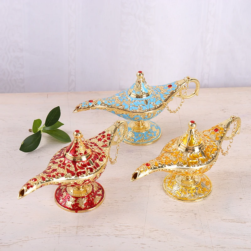 
Metal Zinc Alloy Enamel Aladdin Genie Lamp For Living Room Decoration Gifts 