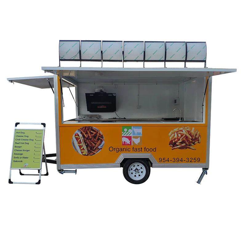 TUNE Kitchens Mobile Food Truc Food Trailer Fruit Carts Fast Food Cart with Deepfryer for Sale