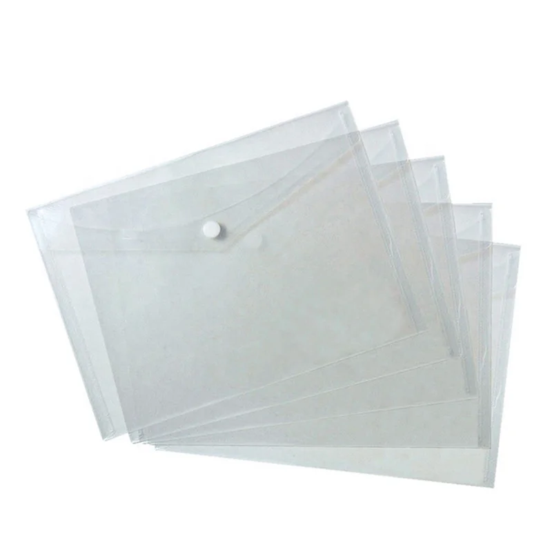 A3 A4 File Stationery Bag Receipt Bill Holder wallet Poly Folder Plastic Envelopes with Snap Closure for School  Office Supplies