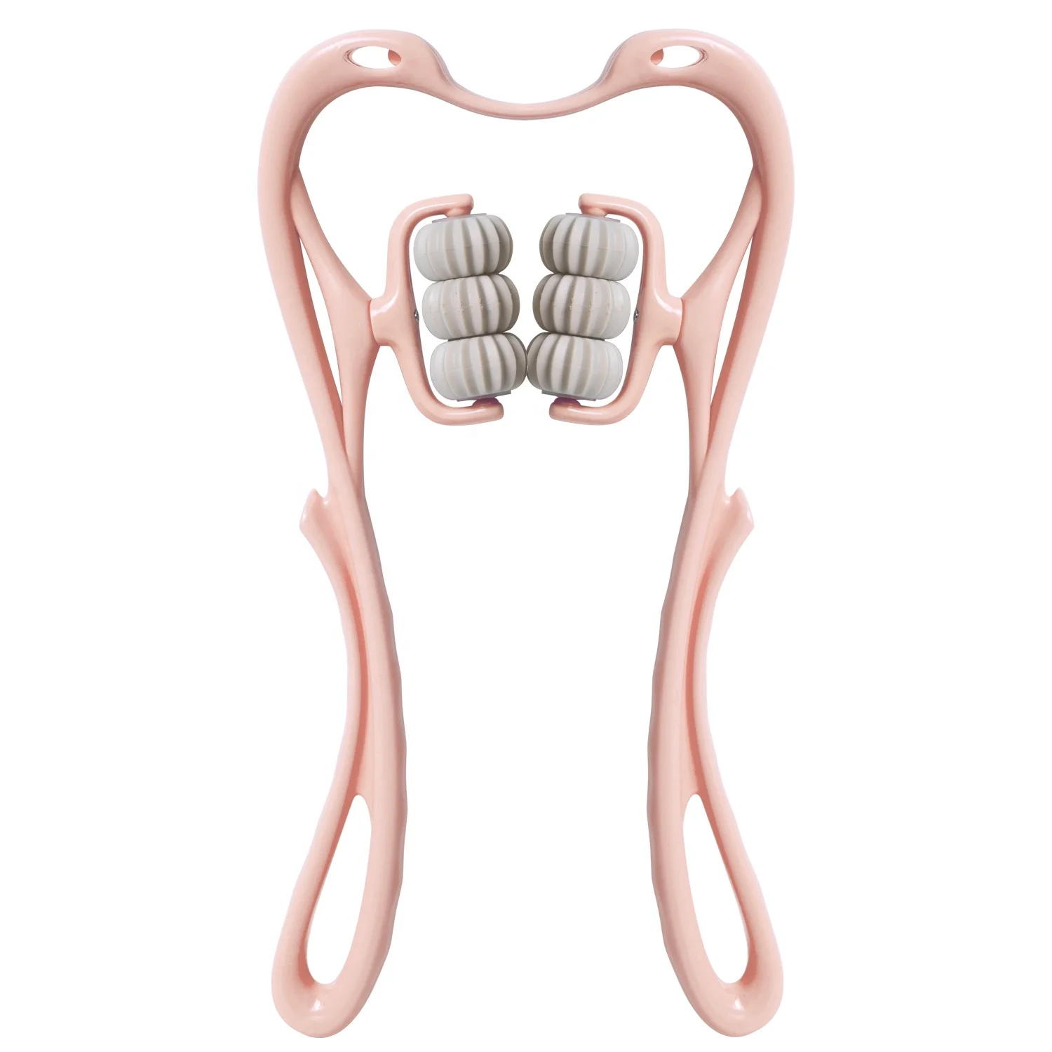 Custom Logo Portable Manual Neck Massager Roller Tool PP TPR Handheld 6 Wheel Pressure Point Neck Massager