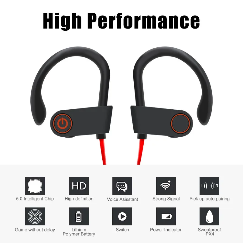 
5.0 wireless sports Blue-tooth headset hot sale e-commerce earhook Blue tooth headset colorful choice wireless headset 