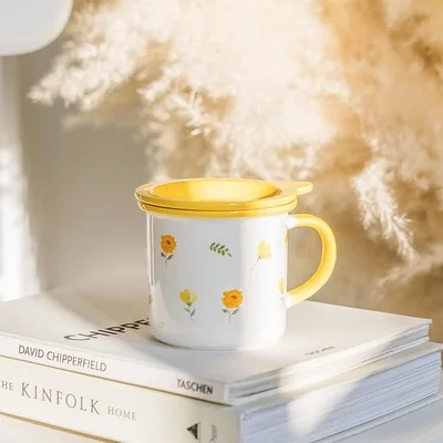 amazon top seller Lovely coffee and milk breakfast mug ceramic water mug with lid