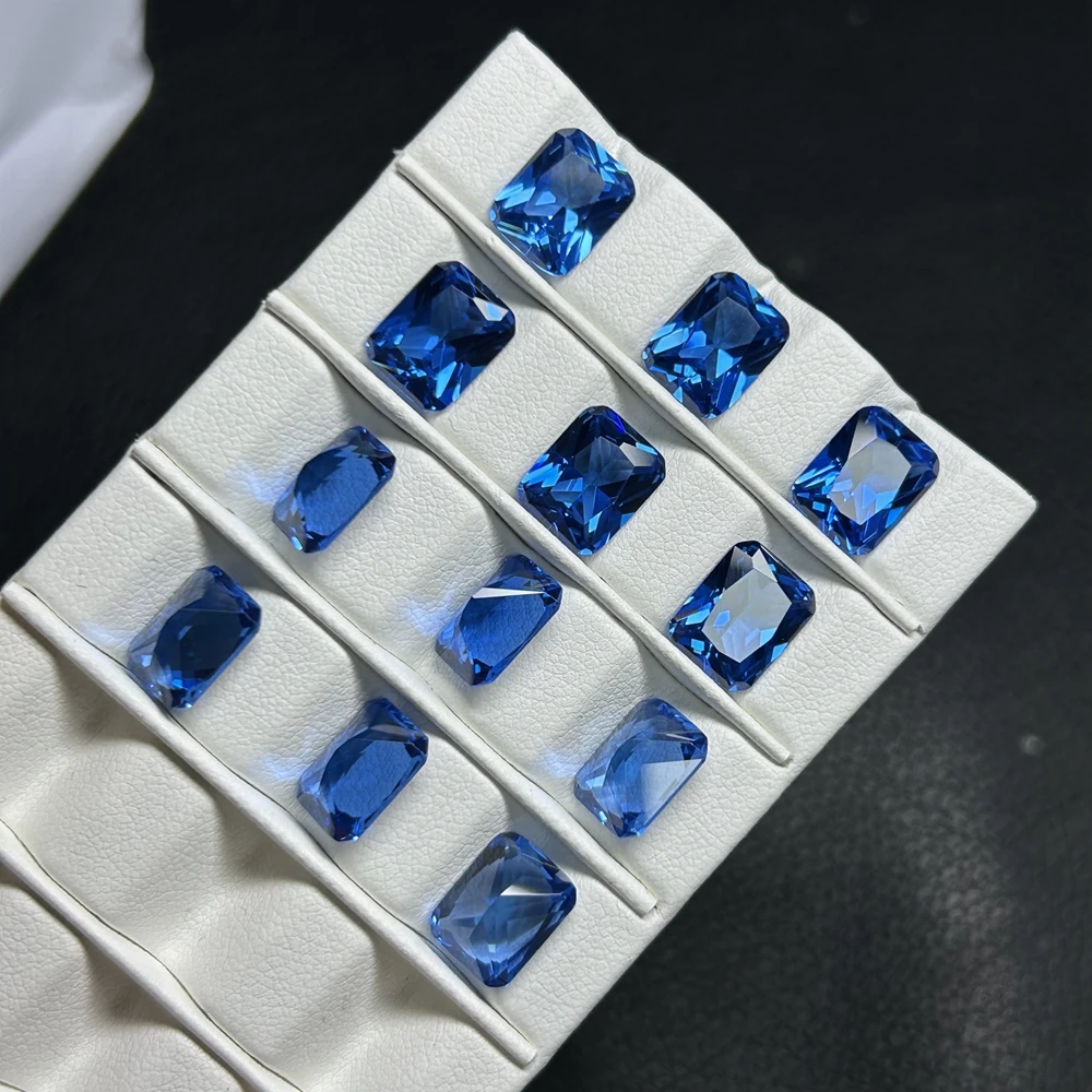 3x5mm-10x14mm Octagon Blue Spinel Emerald Cut London Blue 119# Lab Grown Spinel Gemstones