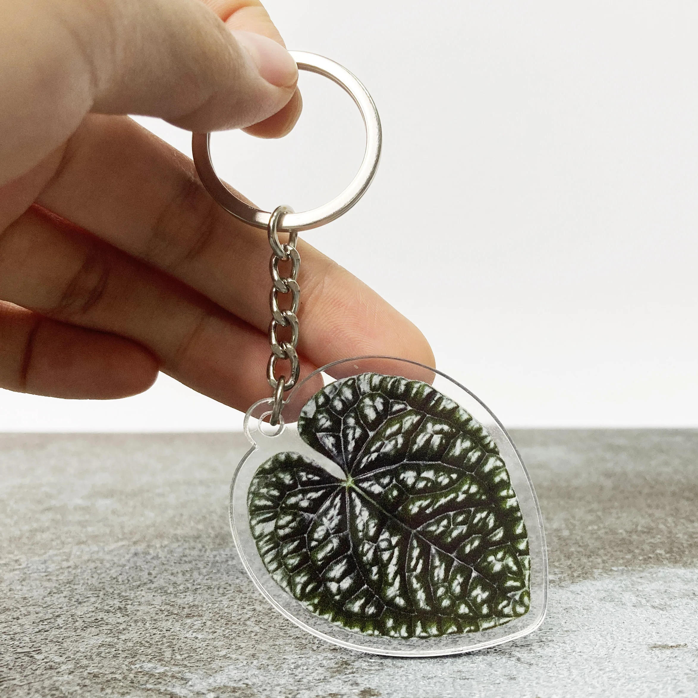 Tropical Plants Acrylic Keychains, Alocasia Leaf Design Acrylic Keychain