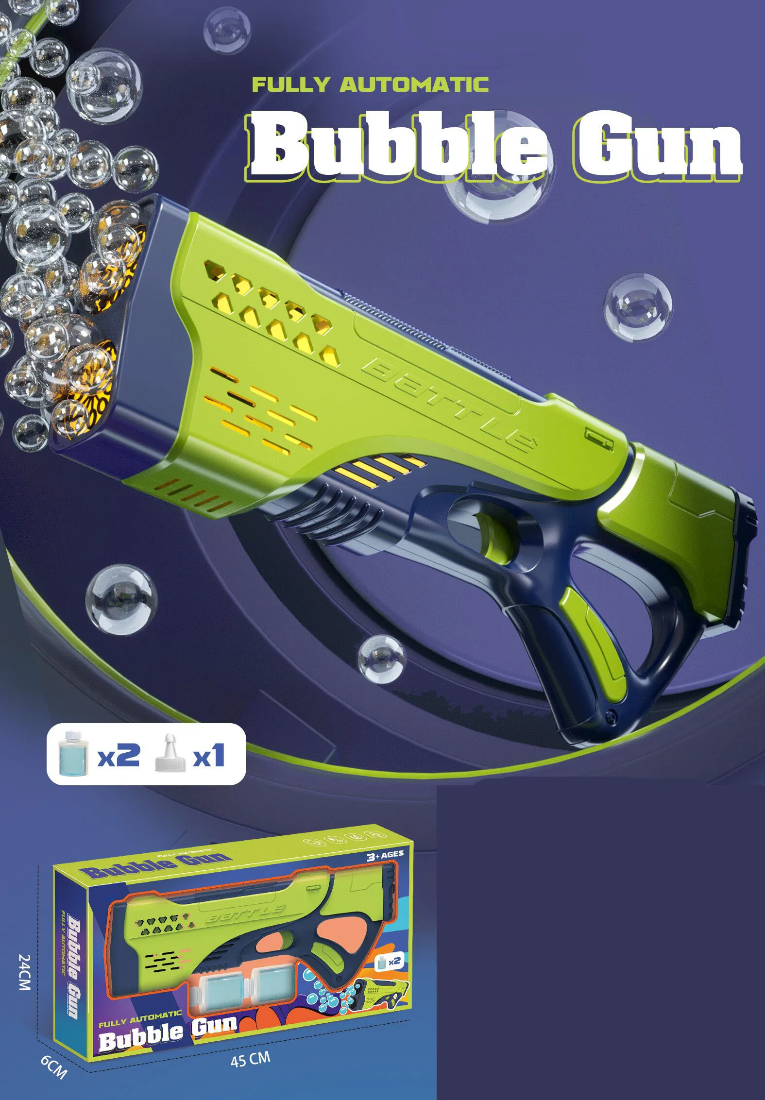 20 Holes Fully Automatic Amazing Bubble Gun Machine Flashing Bubble Blaster Gun for Kids Outdoor Summer Toy